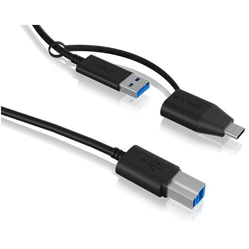 Icybox USB kabel USB 3.2 gen. 1 (USB 3.0) USB-C&reg; vtič\, USB-A vtič\, USB-B vtič 1.00 m črna 60858, (20416200) Cene