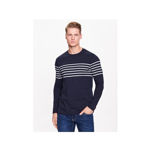 Tommy Hilfiger Majica z dolgimi rokavi Placement Striped MW0MW30062 Mornarsko modra Regular Fit Slike
