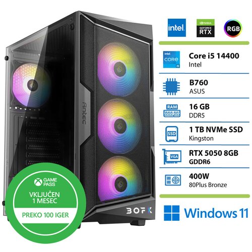 BOFX Namizni računalnik TAURI 4 i5-14400, 16 GB RAM, 1 TB SSD, RTX 5050, W11H|Gaming, (5000005563) Slike