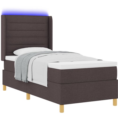 vidaXL Postelja z vzmetnico in LED temno rjava 80x200 cm tkanina, (22049144) Cene
