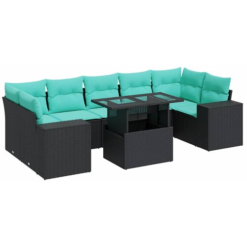  8-dijelni set vrtnih sofa od poliratana s jastucima crni bagrem Slike