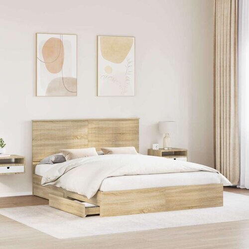  Krevet s od storage Sonoma hrast 160 x 200 cm Konstruirano drvo Slike