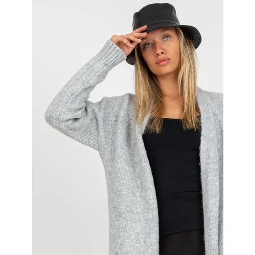 Fashion Hunters Light gray long cardigan without fastening RUE PARIS