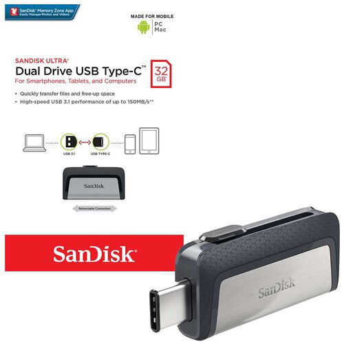 Sandisk Dual Drive USB Ultra 32GB Type-C memorijska kartica Slike