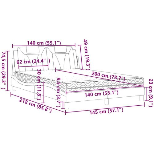 VidaXL Krevet s madracem bijeli i crni 140 x 200 cm od umjetne kože Slike