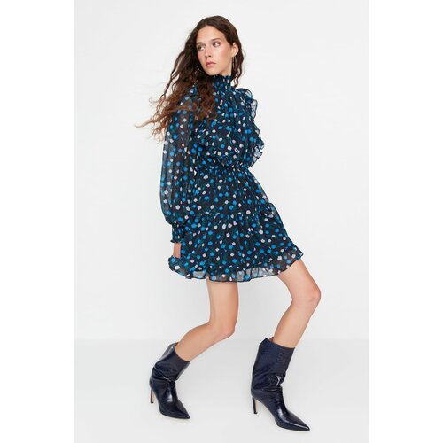 Trendyol Limited Edition Blue Flutter Detailed Chiffon Dress Slike