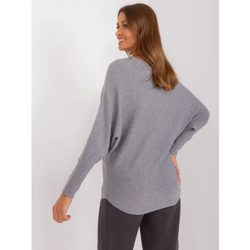 Fashion Hunters Gray oversize sweater with a boat neckline