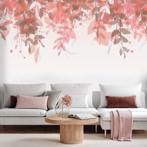 Foto tapeta - Under vegetation - hanging vines of pink leaves on a neutral background 150x105 Cijene