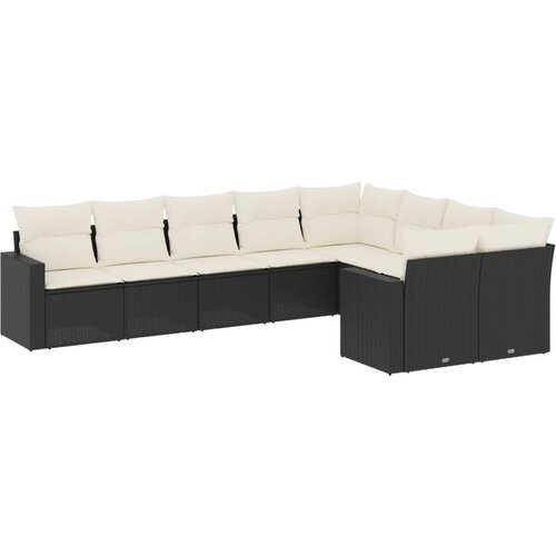 Maison Chic Seti vrtnega pohištva - Vrtna garnitura - Vrtni pohištvo set 9-delna z blazinami črn poli ratan, (21804159) Cene