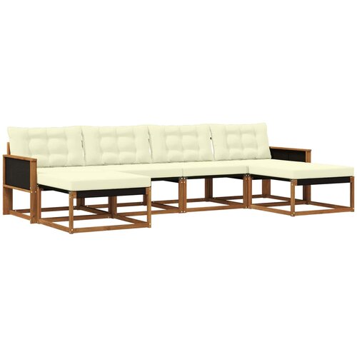 vidaXL Zunanja garnitura za sedenje z blazino 6 pcs Naravna in smetana, (5000272820) Cene