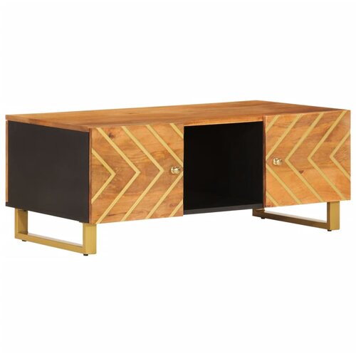 Maison Chic Klubska mizica - kavna mizica - Nizka mizica rjava in črna 100x54x40 cm trden mangov les, (21753079) Slike