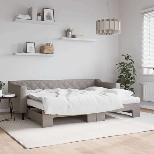 VidaXL dnevni krevet na razvlačenje smeđesivi 80 x 200 cm od tkanine Slike