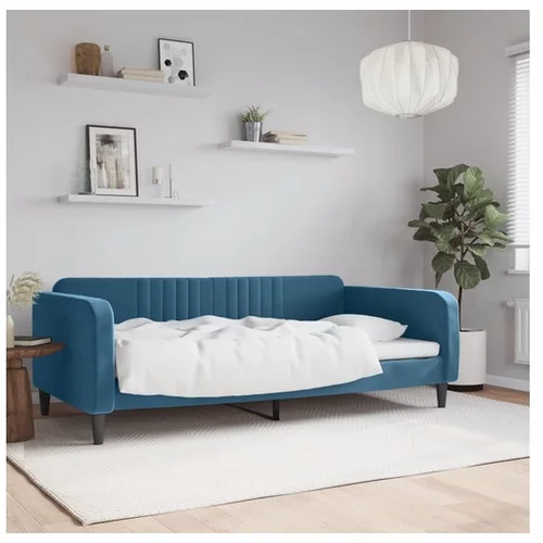 vidaXL Raztegljiva postelja modra 100x200 cm žamet