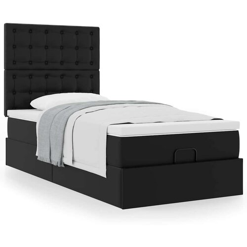 VidaXL Otomanski okvir kreveta s madracem crni 90x190 cm umjetna koža Slike