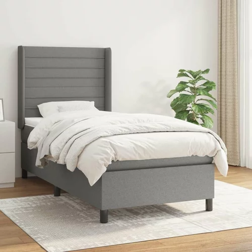  Box spring postelja z vzmetnico temno siva 90x200 cm blago, (20930509)