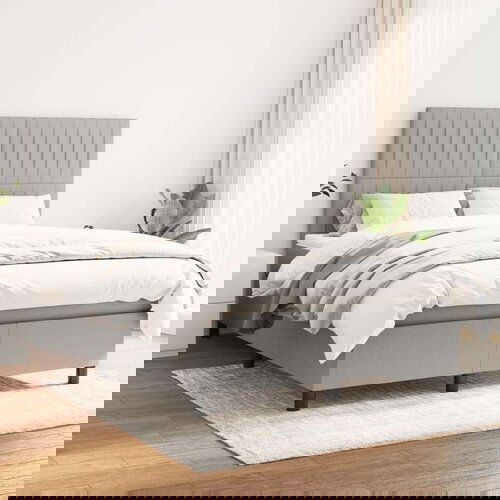  Box spring postelja z vzmetnico svetlo siva 140x200 cm blago, (20899226) Cene