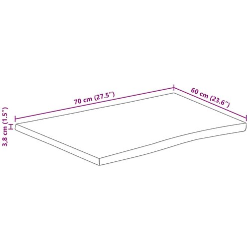 Stolna ploča sa živi rub 70x60x3,8 cm masivno grubo drvo manga Slike