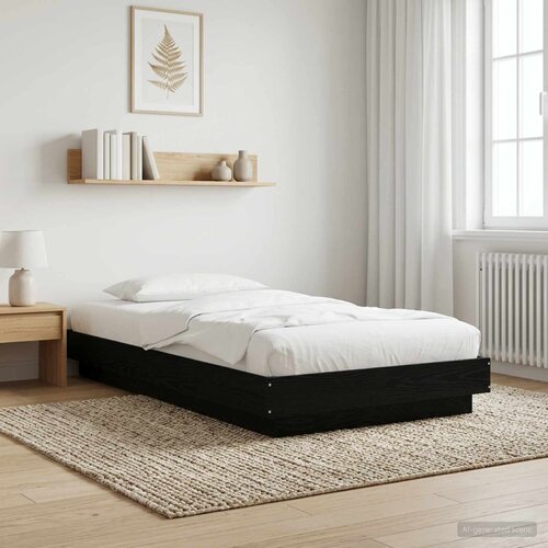  Okvir kreveta za pod Crni hrast 80 x 210 cm Konstruirano drvo Slike