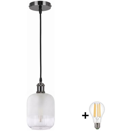 Brilagi LED luster na sajli RETRO GLASS 1xE27/60W/230V prečnik 14 cm crna/bela Slike