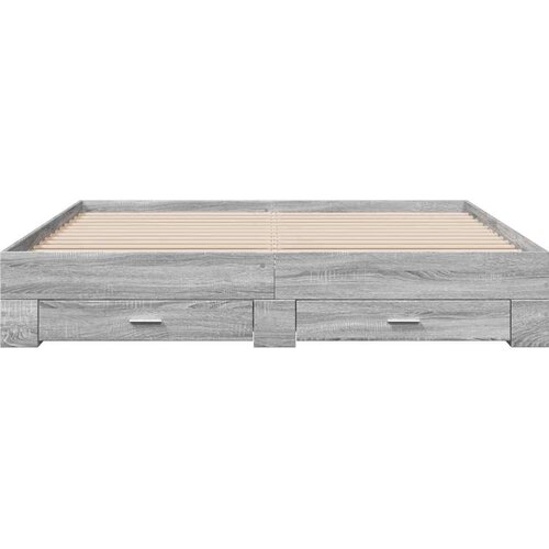  Okvir za krevet s ladicama boja hrasta 180x200 cm Siva 180 x 200 cm Slike