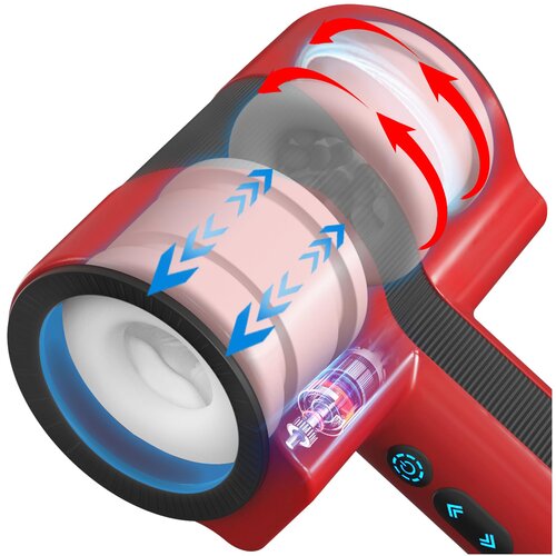 SuperLove Powerful Automatic Dual-Sleeve Thrusting, Rotating & Vibrating Blowjob Masturbator Cene