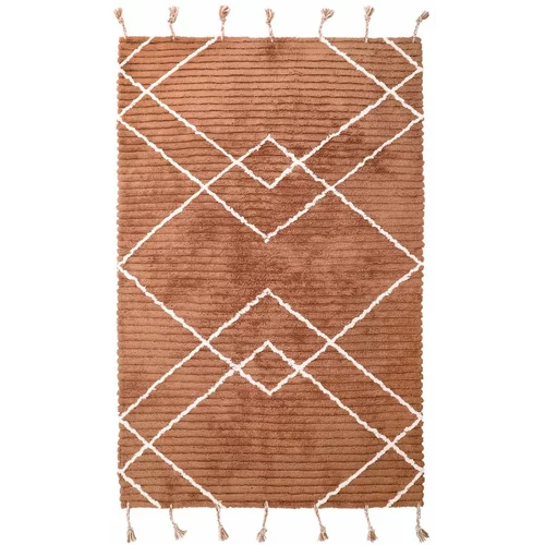 Nattiot Smeđi ručno rađeni tepih od pamuka Lassa, 100 x 150 cm