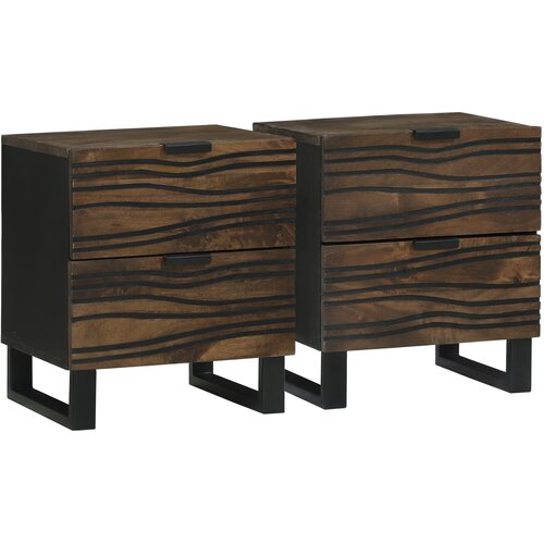 VidaXL Set Noćnih Ormarića 2 kom 40x33.5x46 cm Masivna drva Orah Slike