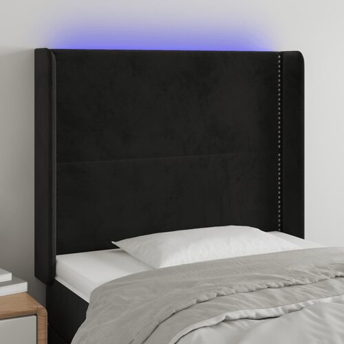 vidaXL LED posteljno vzglavje črno 93x16x118/128 cm žamet Cene
