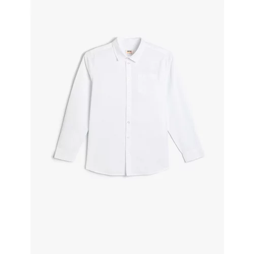 Koton Basic Shirt Classic Collar Long Sleeve Pocket Detailed Cotton