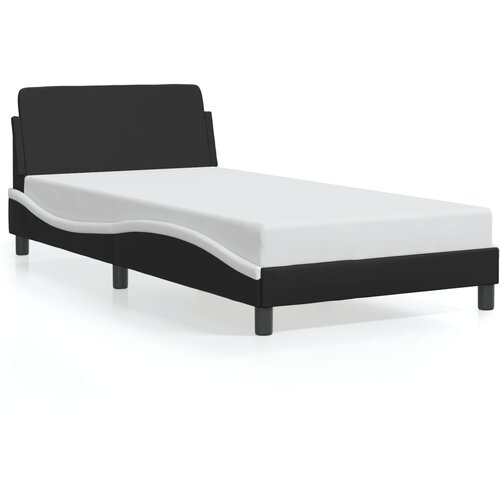 VidaXL Posteljni okvir brez vzmetnice črno bel 100x190 cm umetno usnje, (21072883) Slike
