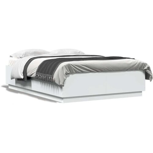  Okvir kreveta s LED svjetlima bijeli 160 x 200 cm drveni Slike
