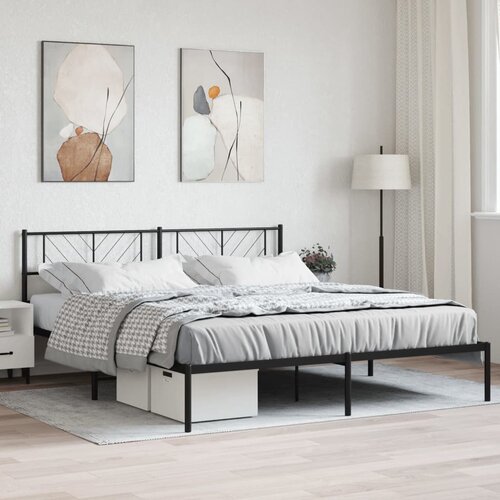  Metalni okvir za krevet s uzglavljem crni 200x200 cm Cene