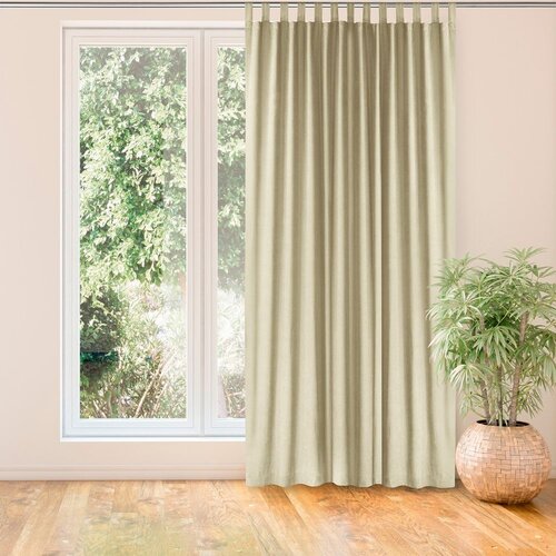  Curtain MILANA color beige style classic 10cm tab tops chenille 140x245 HOMEDE Slike