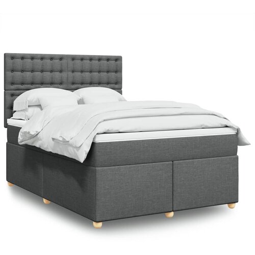 vidaXL Box spring postelja z vzmetnico temno siva 140x200 cm blago Cene