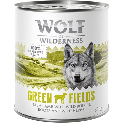 Wolf of Wilderness Ekonomično pakiranje: 24 x 800 g - Green Fields - janjetina