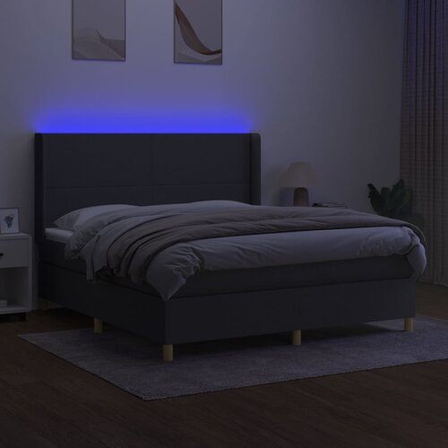  Krevet box spring s madracem LED tamnosivi 180x200 cm tkanina Slike