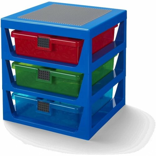 Lego polica sa 3 fioke i podlogom za gradnju - plava ( 40950002 ) Slike