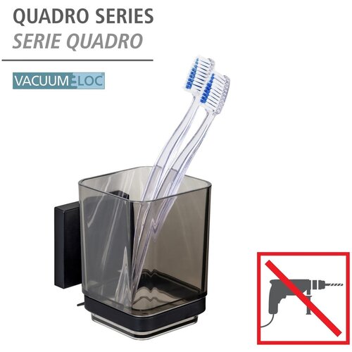 Wenko Crna plastična samoljepljiva ča&amp;scaron;a za četkice za zube Quadro &amp;ndash; Slike