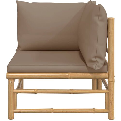  Kutna vrtna sofa od bambusa sa smeđesivim jastucima Slike
