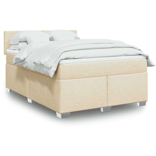 vidaXL Box spring postelja z vzmetnico krem 140x190 cm blago Cene