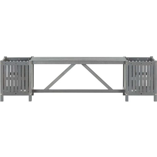 VidaXL Vrtna klupa s 2 sadilice 150 cm masivno bagremovo drvo siva Slike