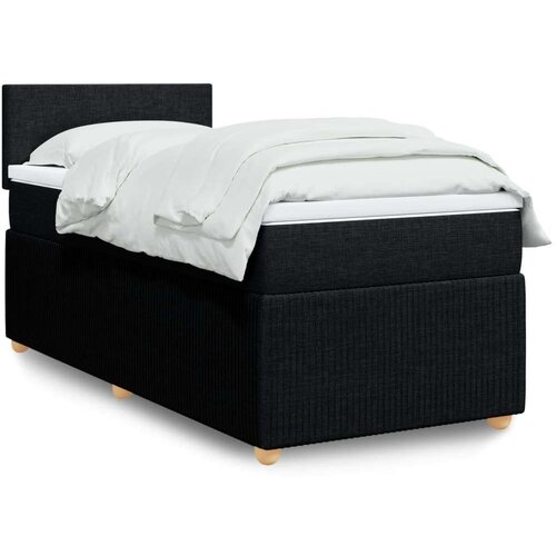 VidaXL Box spring krevet s madracem crni 90x190 cm od tkanine Slike