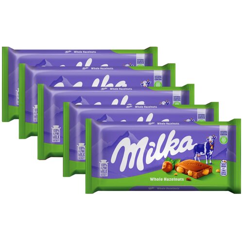 Milka wholenuts Čokolada sa celim le&amp;scaron;nikom, 100g, 5 komada Slike