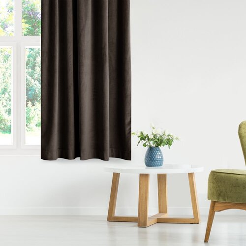 Restilo Rjava žametna zavesa za delno zatemnitev 140x270 cm Eyelets &amp;ndash; Slike
