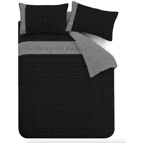 Catherine Lansfield Crna posteljina za bračni krevet/za produženi krevet 230x220 cm Artemis Greek Key – Cijene