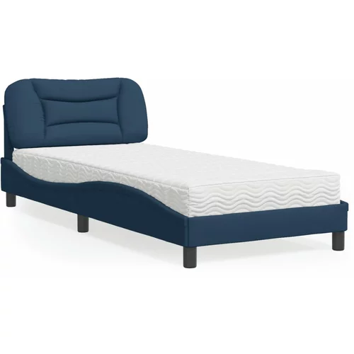  Krevet s madracem plavi 90 x 190 cm od tkanine