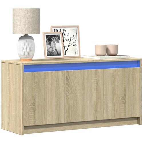 TV ormarić s LED svjetlima boja hrasta 100x34x50 cm drveni Cene