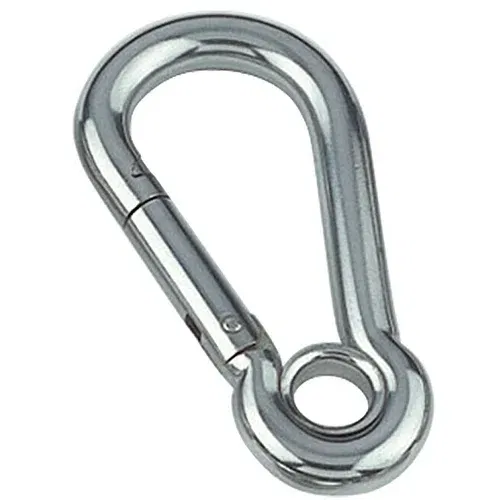  Karabiner (S naprstkom, Promjer: 5 mm, Duljina: 50 mm, Plemeniti čelik, A4, Polirano)