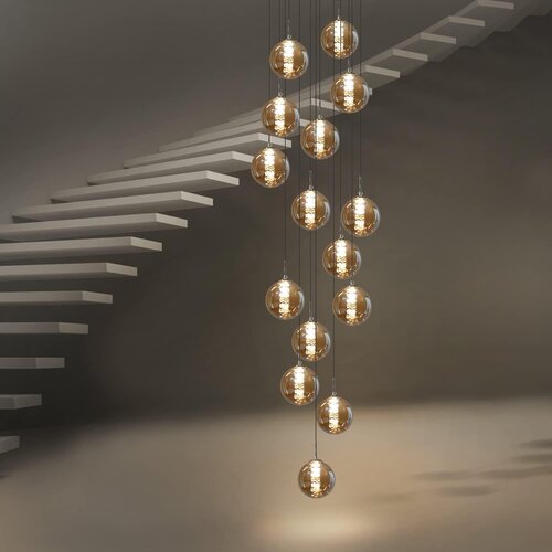 Nettlife Amber Glass Viseča Svetilka Moderna Diam.41cm G9 Stopnišče Nastavljiva Višina Lestenec 15 Žarnic Kuhinja Hodnik Svetilka, (22123087) Cene