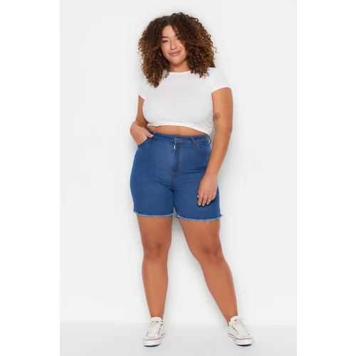 Trendyol Curve Plus Size Shorts & Bermuda - Blue - Normal Waist